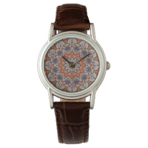 Roads Rustische Sinaasappel Vintage Kaleidoscoop Horloge