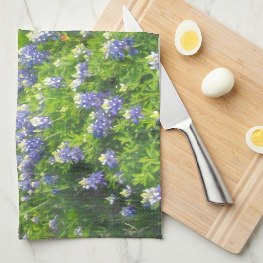 Roadside Bluebonnets Serviette de cuisine (Quart Plié)
