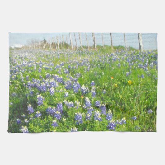 Roadside Bluebonnets Serviette de cuisine (Horizontal)