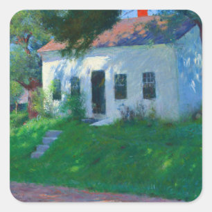 Roadside Cottage, 1889 by Dennis Miller Bunker Vierkante Sticker