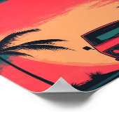 Roadtrip Retro Neon Reizen Poster (Hoek)