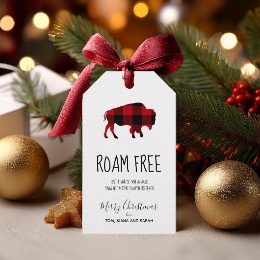 Roam Free Buffalo Zwart en Rood Plaid ID602 Cadeaulabel