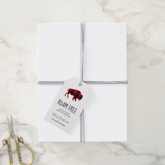 Roam Free Buffalo Zwart en Rood Plaid ID602 Cadeaulabel (Met Touw)