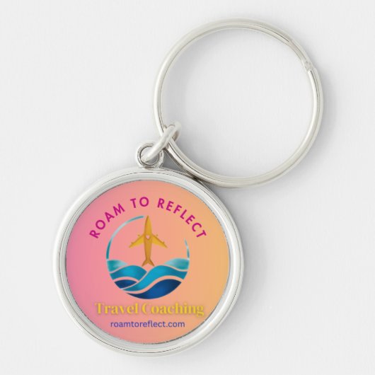 Roam to Reflect sleutelhanger roze en geel (Voorkant)