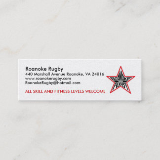 ROANOKE RUGBY BUSNESS CARD MINI VISITEKAARTJE