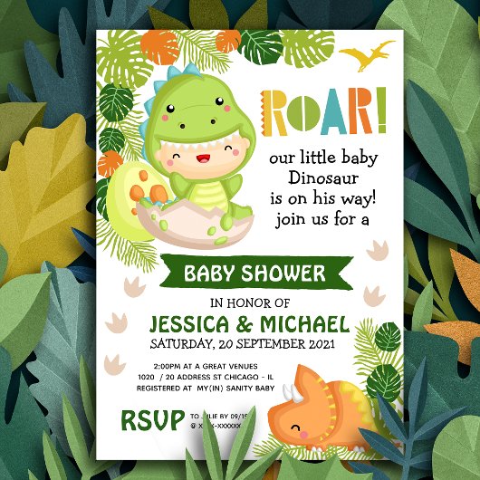 Roar C'est un Baby shower Dinosaure Invitation