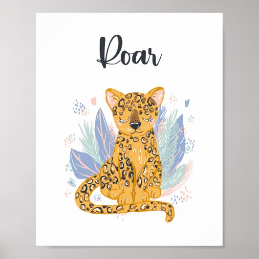 Roar Cheetah Leopard Nursery Art Poster (Voorkant)