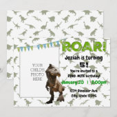ROAR Dino-Mite Dinosaur Verjaardagsfeestje Uitnodi Kaart (Voorkant / Achterkant)