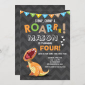 ROAR Dinosaur Dino Invitation de fête d'anniversai (Devant / Derrière)