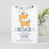 ROAR Dinosaur First Birthday Kaart (Staand voorkant)
