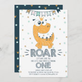 ROAR Dinosaur First Birthday Kaart (Voorkant / Achterkant)
