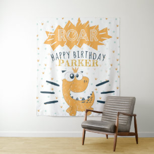 ROAR Dinosaur Gefeliciteerd Verjaardag Persoonlijk Wandkleed