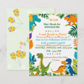 Roar Dinosaur Invitation de fête d'anniversaire (Devant / Derrière)