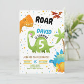 Roar Dinosaur Invitations Anniversaire Garçon (Debout devant)