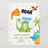 Roar Dinosaur Invitations Anniversaire Garçon (Devant / Derrière)