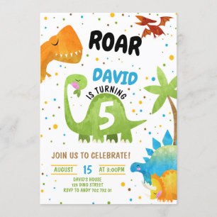 Roar Dinosaur Invitations Anniversaire Garçon