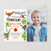 Roar Dinosaur Jungle Anniversaire Photo Invitation (Devant)