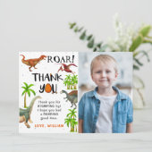 Roar Dinosaur Oerwoud Birthday Foto Dank u wel Bedankkaart (Staand voorkant)