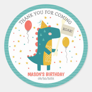 Roar Dinosaurs Birthday Ronde Sticker
