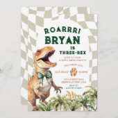 Roar Dinosaurus Met Boog  Waterverf Verjaardag Kaart (Voorkant / Achterkant)