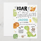 Roar Dinosaurus verjaardagsuitnodiging Dino Party  Kaart (Voorkant / Achterkant)