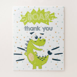 ROAR green Dinosaur Birthday Dank je wel Legpuzzel