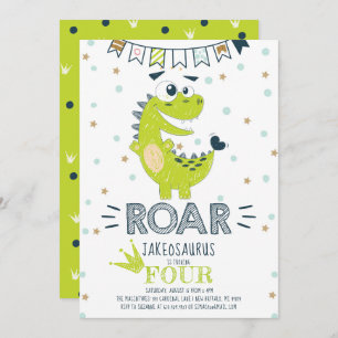 ROAR Green Dinosaur Birthday Kaart
