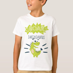 ROAR Green Personalized Dinosaur Birthday T-shirt