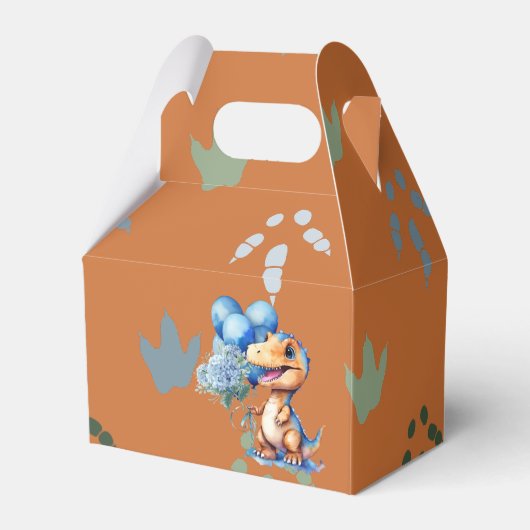 Roar, het is een Boy T-Rex Baby shower Bedankdoosjes (Achterkant)