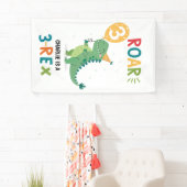 Roar Ik ben een 3-Rex Kinder derde verjaardag part Spandoek (Insitu)