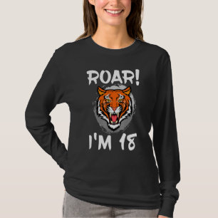 Roar I'm 18 Tiger Animal Thmed Birthday Party Cel T-shirt