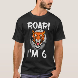 Roar I'm 6 Tiger Animal Thmed Birthday Party Cele T-shirt