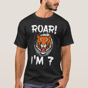 Roar I'm 7 Tiger Animal Thmed Birthday Party Cele T-shirt