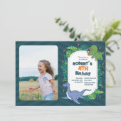 Roar into Fun! Dinosaur Birthday Invitation Templa Kaart (Staand voorkant)