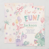 Roar Into Fun Dinosaur Invitation Editable (Devant / Derrière)