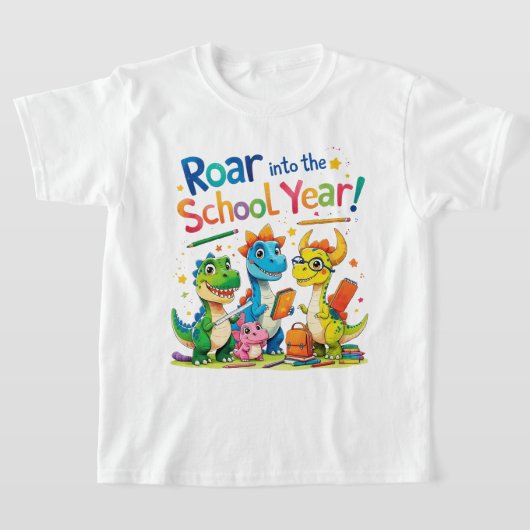 Roar into the School Year – Cute Dinosaur Back to T-shirt (Laagn)