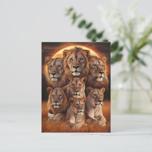 Roar of the Night: Leeuwen in het maanlicht Briefkaart (Staand voorkant)