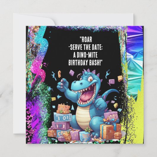 "Roar-Serve the Date: Een Dino-Mite Birthday Bash! Save The Date (Voorkant)