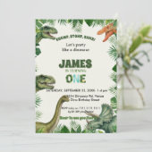 Roar-some Dinosaur 1st Birthday Invitation (Debout devant)