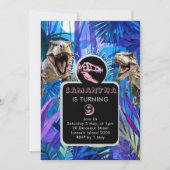 ROAR-some Girl Dinosaur Verjaardagsfeestje Kaart (Voorkant)