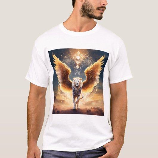 Roar Style: Dynamic Geometric Lion T-Shirt Design (Voorkant)