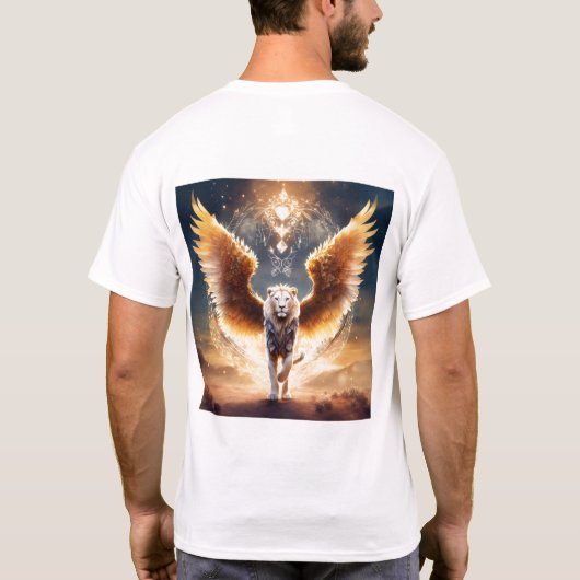 Roar Style: Dynamic Geometric Lion T-Shirt Design (Achterkant)