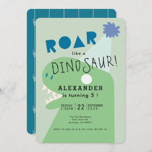 ROAR T-Rex Dinosaur Green Boy's Birthday Kaart