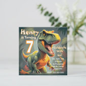 Roar T-Rex Dinosaur Invitation pour le 7e annivers (Debout devant)