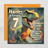 Roar T-Rex Dinosaur Kind voor de 7e verjaardag Kaart (Voorkant / Achterkant)