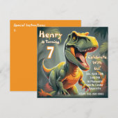 Roar T-Rex Dinosaur Kind voor de 7e verjaardag Kaart (Voorkant / Achterkant)