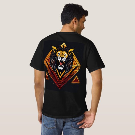 "Roar with Confidence: gewaagde leeuw gedrukt T-sh T-shirt (Achterkant volledig)