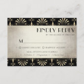 Roarin 20s Decadence | Sepia Black Art Deco Meal RSVP Kaartje (Voorkant)