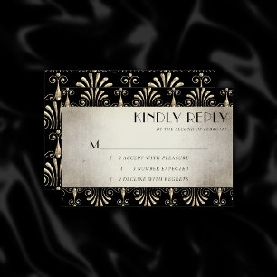Roarin 20s Decadentie   Sepia Gold Black Art Deco RSVP Kaartje