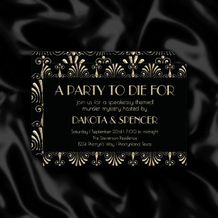Roarin 20s Sepia Gold Art Deco Murder Mystery Kaart
